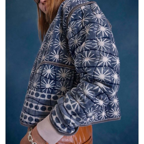 NWT Free People Kara Quilted Cardi / Pacific Combo - Picture 8 of 9